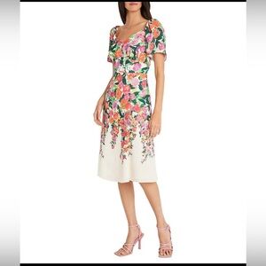 Maggy London Floral Print Midi Dress Size 6 NWT